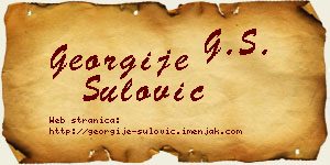 Georgije Šulović vizit kartica